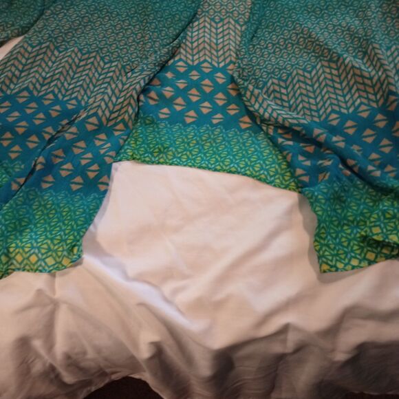 Catherine's Sheer S/S Open Front Kimono Blouse  3X 26-28 WP Geometric Print - Picture 2 of 11